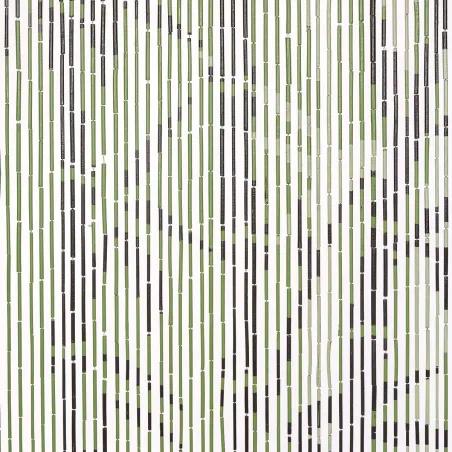 Rideau de porte en bambou peint motif tiges vertes - 90x200cm