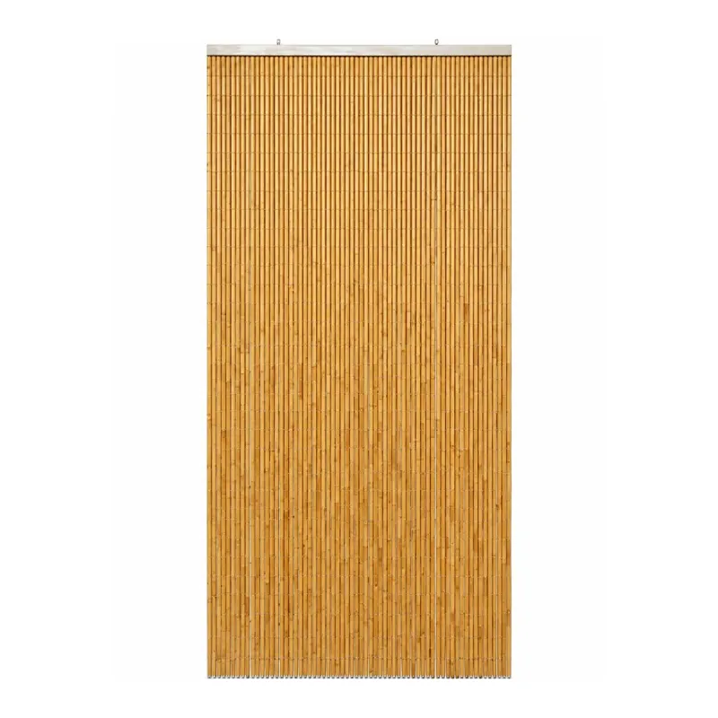 Rideau de Porte en Bambou Verni Naturel - 90x200cm - Style Zen & Protection Anti-Insectes