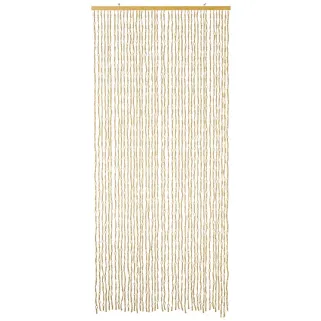 Rideau de Porte Naturel en Fane de Maïs - 90x200cm Beige Écru