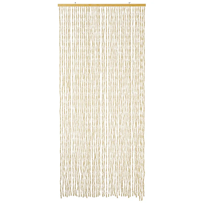 Rideau de Porte Naturel en Fane de Maïs - 90x200cm Beige Écru