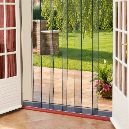 Rideau Moustiquaire Arles 100x220 cm - Fibre de Verre Gris Anti-Insectes