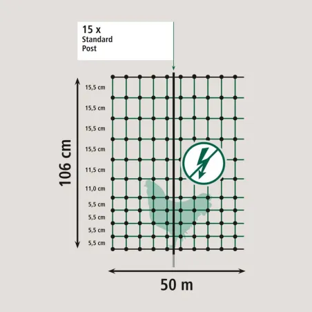 Filet poule non électrifiable H106 cm Longueur 50 m simple