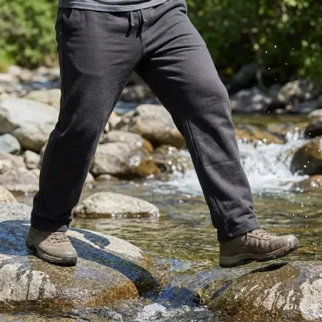 Jogging pantalon molleton charbon coton/polyester 3 poches