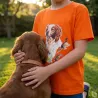 T-shirt enfant épagneul coton doux orange 6 à 12 ans