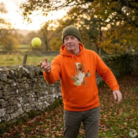 Sweat à capuche orange épagneul Bartavel®