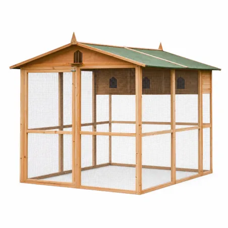 Pigeonnier bois 3 cases avec volière galvanisée – 130x160 cm