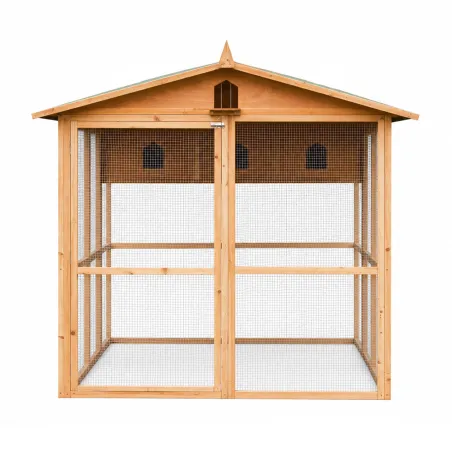 Pigeonnier bois 3 cases avec volière galvanisée – 130x160 cm