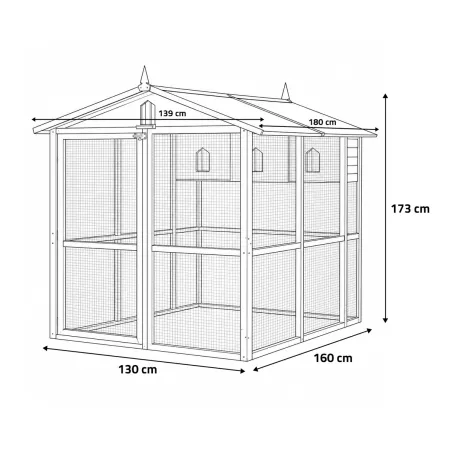 Pigeonnier bois 3 cases avec volière galvanisée – 130x160 cm
