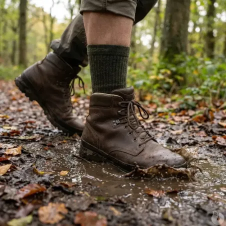 Chaussettes mérino performances kaki 50% laine - Multimatière