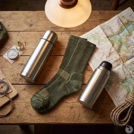 Chaussettes mérino performances kaki 50% laine - Multimatière