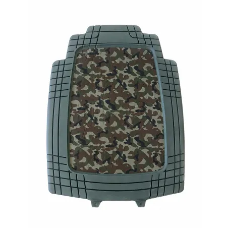 Lot de 4 Tapis de Voiture en Caoutchouc Synthétique - Résistants et Antidérapants - Motif Camo Kaki - 70 x 50 cm