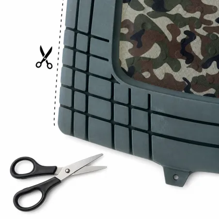 Lot de 4 Tapis de Voiture en Caoutchouc Synthétique - Résistants et Antidérapants - Motif Camo Kaki - 70 x 50 cm