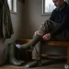 Chaussettes kaki/gris 69% polyester 21% polypropylène
