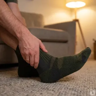 Chaussettes mi-hautes cerf kaki laine mérino 40% polyamide
