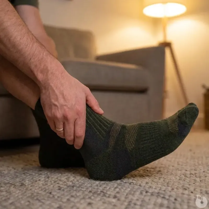 Chaussettes mi-hautes cerf kaki laine mérino 40% polyamide