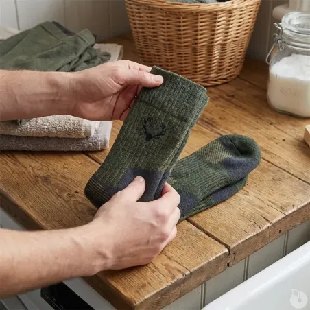 Chaussettes mi-hautes cerf kaki laine mérino 40% polyamide