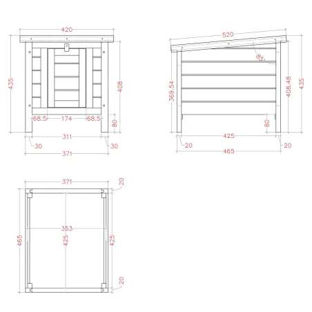 Nichoir cube en bois de pin 42x52x43,5 cm - Abri polyvalent pour animaux