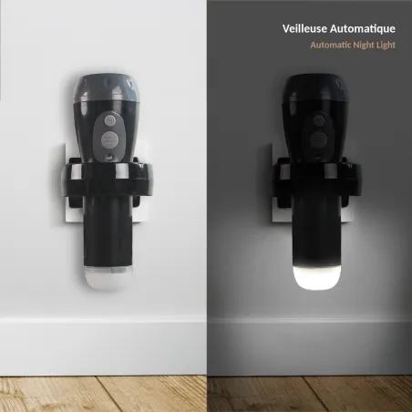 Torche Rechargeable 2-en-1 avec Veilleuse Automatique