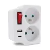 Multiprise Murale Duo USB avec 2 Prises Secteur - Charge Rapide et Sécurisée