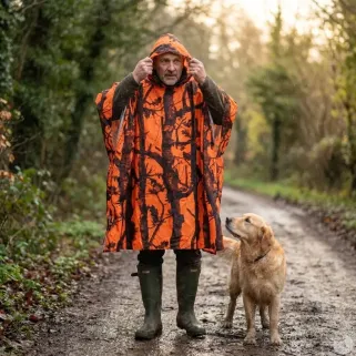 Poncho imperméable polyester enduit orange taille unique