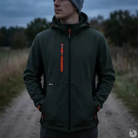 Veste Softshell Trystan Kaki/Noir Herock M à 3XL – Déperlante & robuste