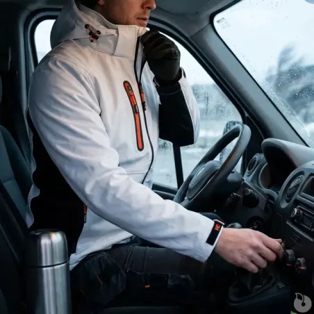 Veste Softshell Trystan Blanc/Noir Herock M à 3XL – Coupe-vent & déperlante