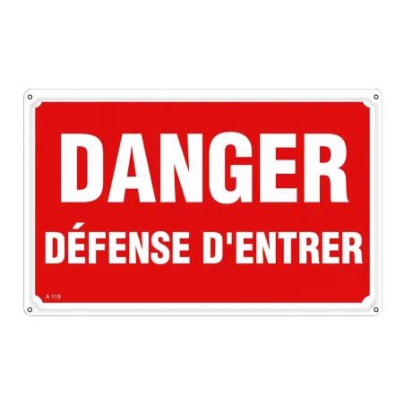 Lot de 5 Panneaux DANGER DÉFENSE D'ENTRER Alu 30X20cm