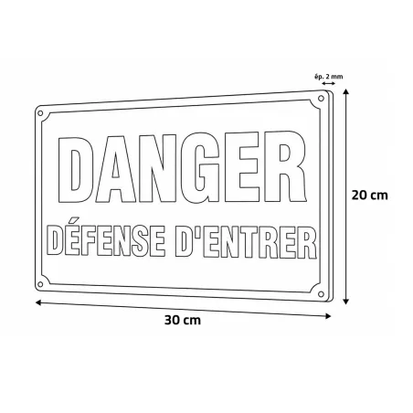 Lot de 5 Panneaux DANGER DÉFENSE D'ENTRER Alu 30X20cm