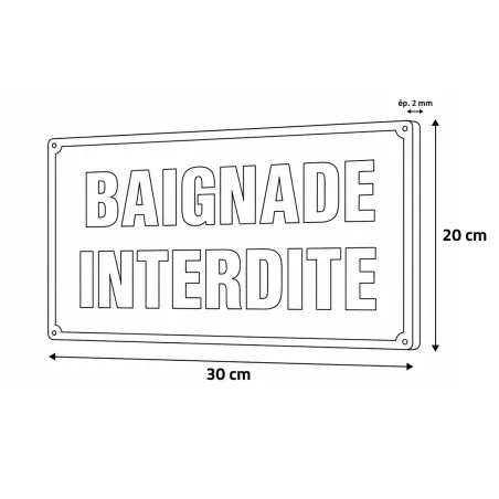 Lot de 5 panneaux Baignade interdite aluminium 30 x 20 cm | Ducatillon