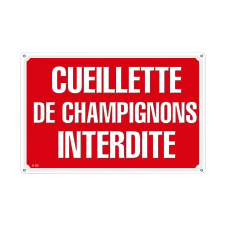 Lot de 5 panneaux Cueillette de champignons interdite aluminium 30 x 20 cm | Ducatillon