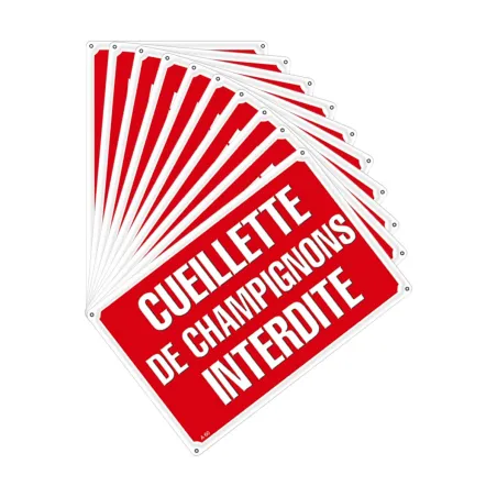 Lot de 10 panneaux Cueillette de champignons interdite Akilux 26 x 20 cm | Ducatillon