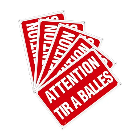 Lot de 5 panneaux Attention tir à balles aluminium 30x20 cm | Ducatillon