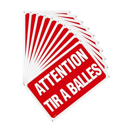 Lot de 10 panneaux Attention tir à balles Akilux 26 x 20 cm | Ducatillon