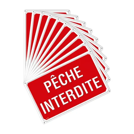 Lot de 10 panneaux Pêche interdite Akilux 26 x 20 cm | Ducatillon