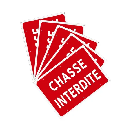 Lot de 5 Panneaux « Chasse interdite » Alu 26x20cm 