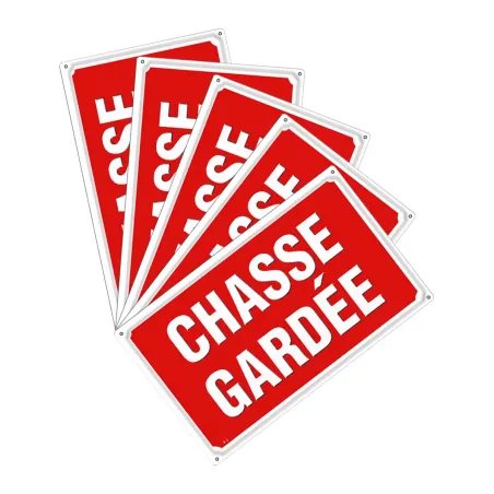 Lot de 5 Panneaux CHASSE GARDÉE Alu 30X20cm
