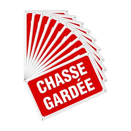 Lot de 10 Panneaux CHASSE GARDÉE Akilux 26 X 20 cm