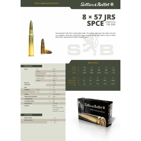 SELLIER BELLOT 8X57 JRS SPCE 196GR X20
