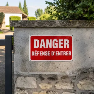 Panneau DANGER DÉFENSE D'ENTRER Alu 30X20cm unité