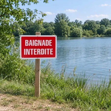 Lot de 5 panneaux Baignade interdite aluminium 30 x 20 cm | Ducatillon