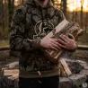 Sweat capuche camo Woodland 80% coton 280g poche ventrale