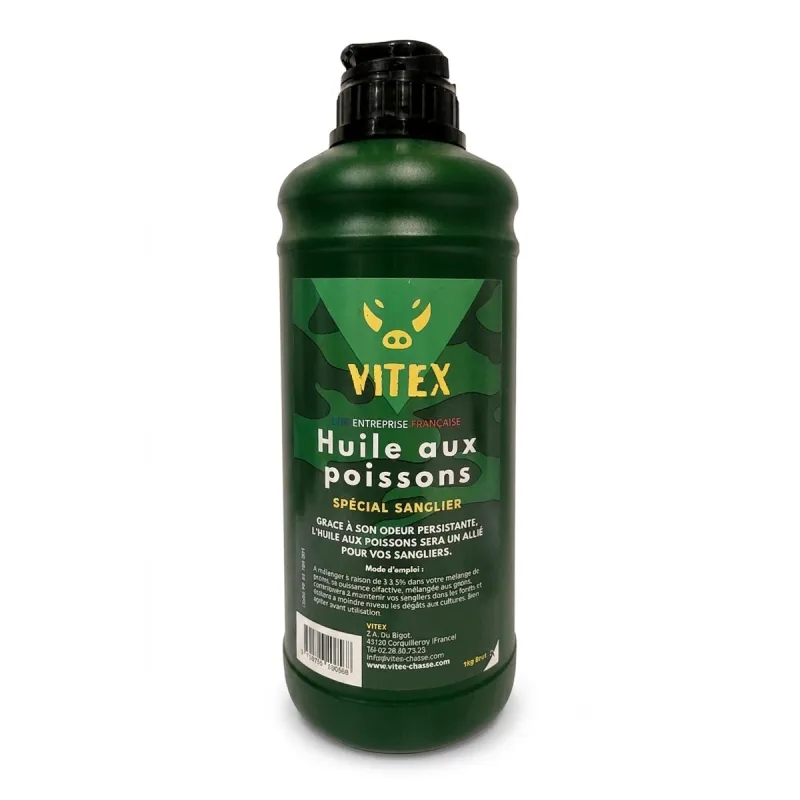 Bouteille d'huile aux poissons Vitex 1000 ml - Appât olfactif pour sangliers