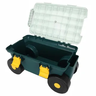 Tabouret de jardin à roulettes avec rangement intégré - Chariot pratique pour extérieur