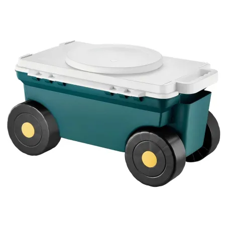 Tabouret de jardin à roulettes avec rangement intégré - Chariot pratique pour extérieur