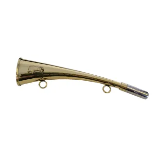 Corne d'appel en laiton, décor sanglier 30 cm