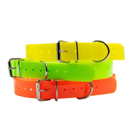 Collier PVC longueur 60 cm largeur 2,5cm - Vert fluo Ajustable