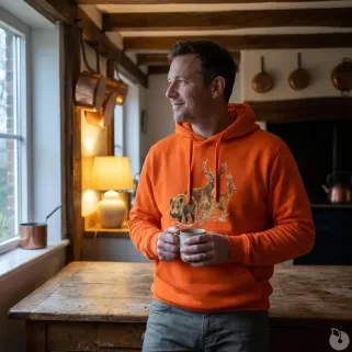 Sweat à capuche orange grands animaux Bartavel®