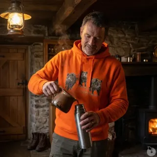 Sweat à capuche orange sangliers Bartavel Taille M à 3XL