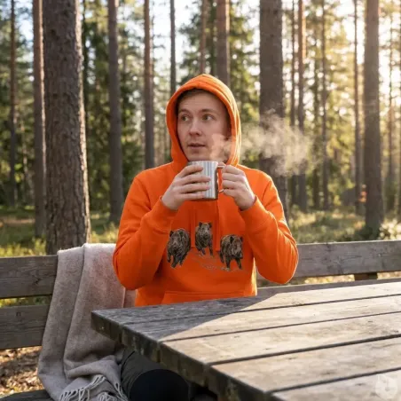 Sweat à capuche orange sangliers Bartavel Taille M à 3XL