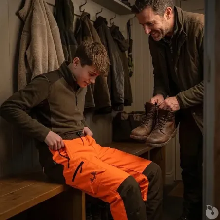 Pantalon enfant Ridge polyester spandex orange néon
